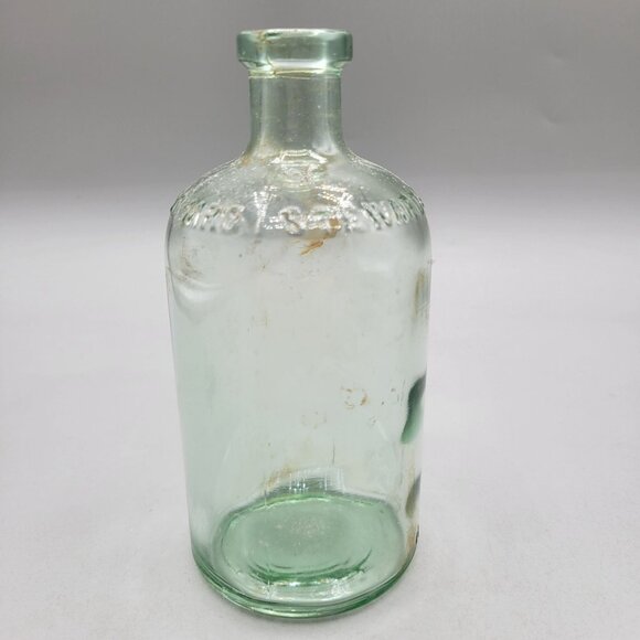 Vintage Mrs Stewarts Bluing Green Glass Bottle With Embossed Text - Picture 4 of 9